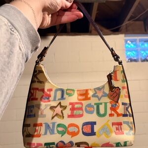 Dooney & Bourke Graffiti Crayon Doodle Signature Multi-Color Y2K Purse VGC